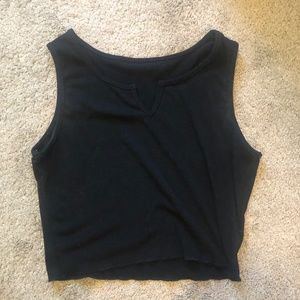Black Lettuce Trimmed Tank Top